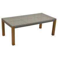 Gartentisch Akazienholz/Metall L 200 cm - Beige/Naturfarben, MODERN, Glas/Holz (200/100/74cm) - Gardenson