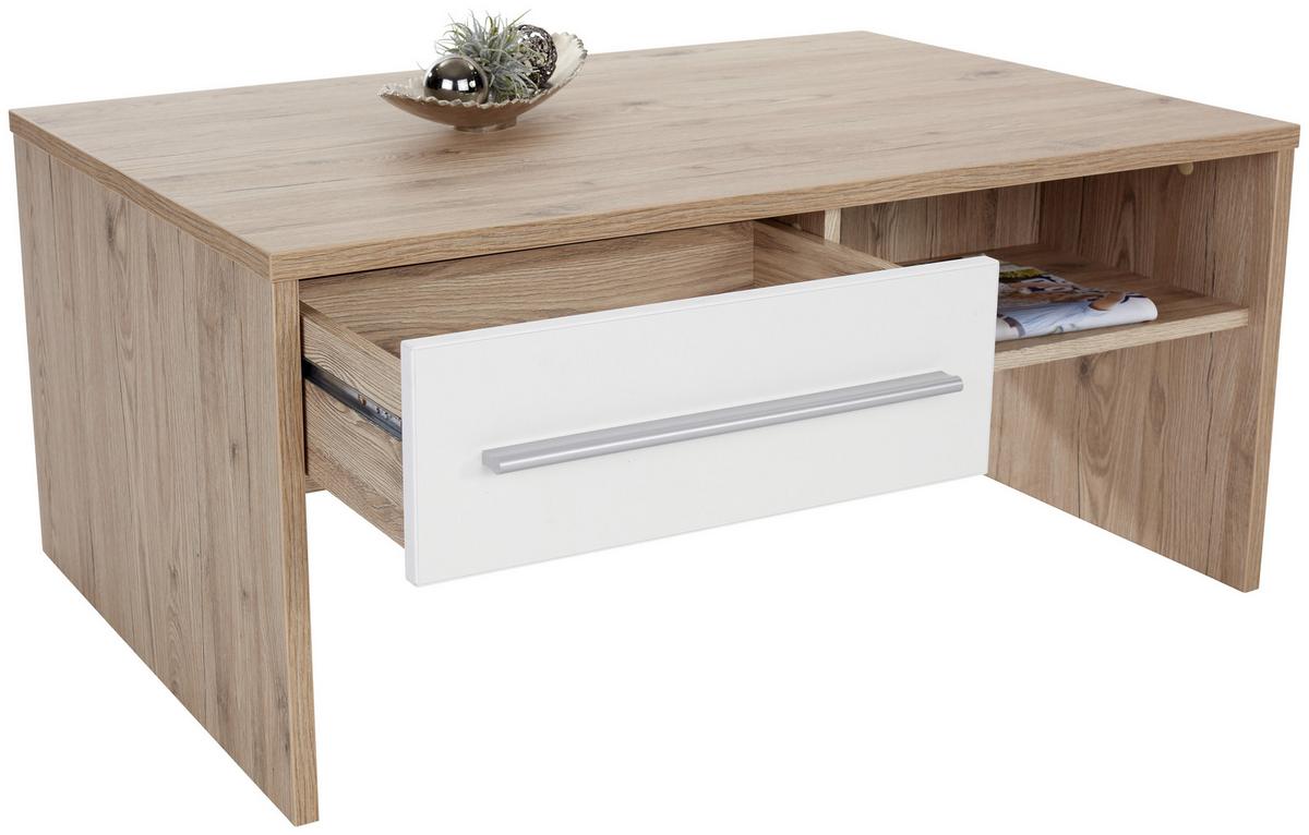 Couchtisch Mit Stauraum Melbourne, Eiche Dekor/weiß - Eichefarben/Weiß, MODERN, Holzwerkstoff (105/45/60cm)