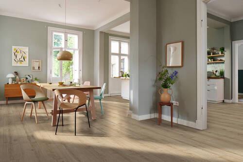 Laminatboden Landhausdiele 4v Eiche Langley - Hellbraun, Basics, Holzwerkstoff (19.3/128.2cm) - Living by HARO