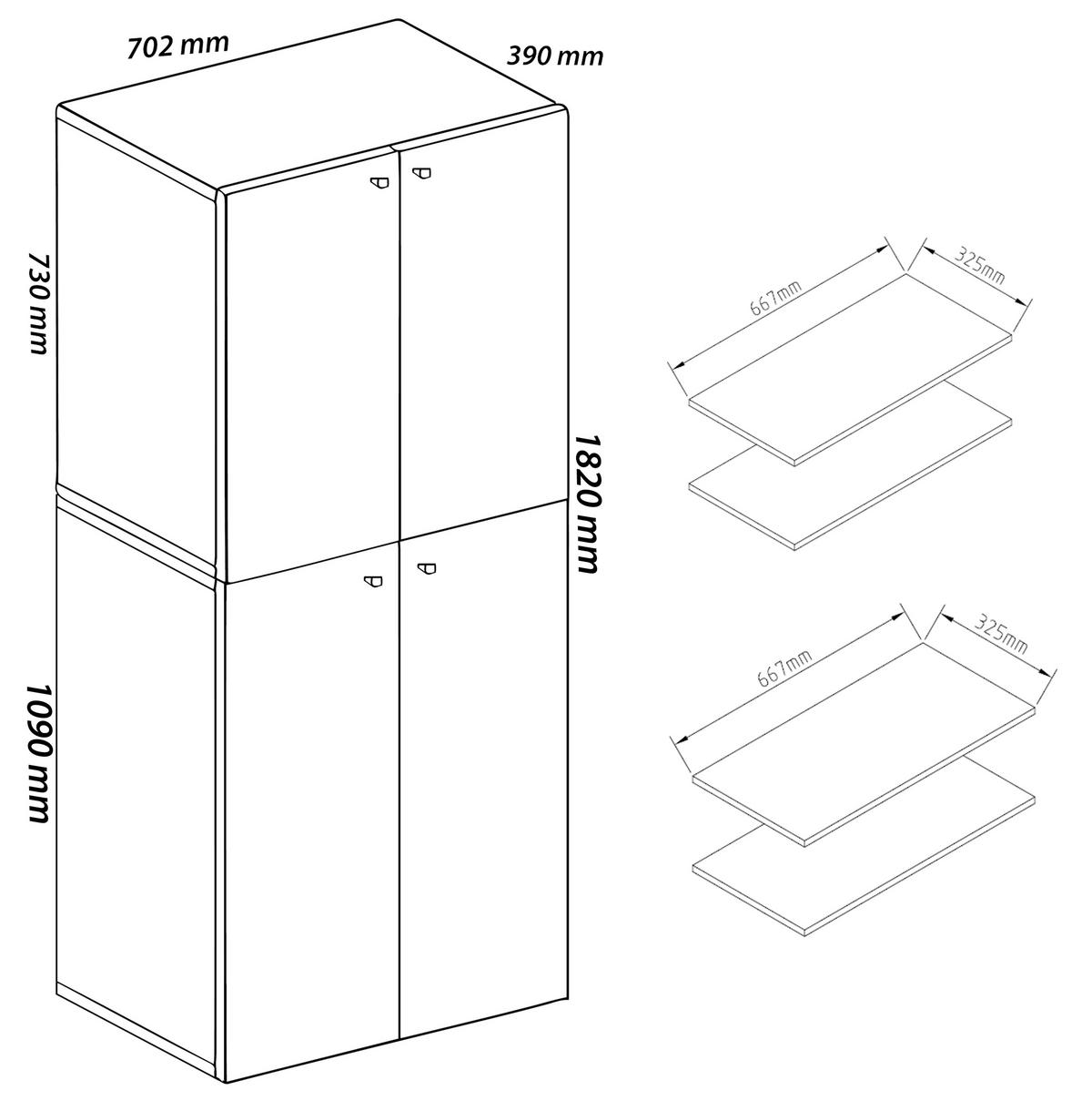 Schuhschrank Vandol Braun/Weiß/Buche Dekor B: 71cm - Buchefarben/Schwarz, Design, Holzwerkstoff (71/180/39cm) - MID.YOU