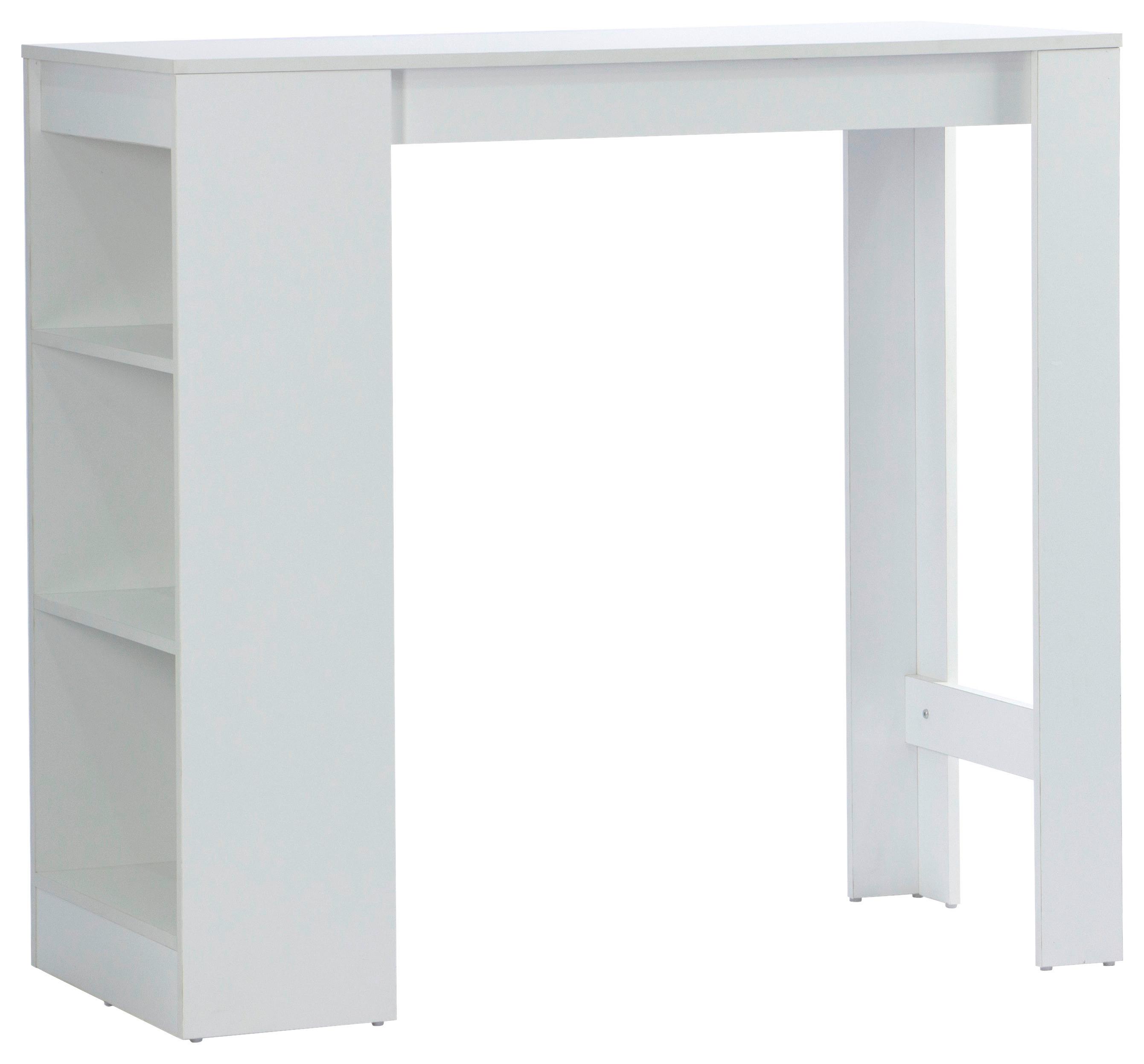 Bartisch Brest 110x103x50 Cm Melamin Weiß 3 Ablagen - Weiß, KONVENTIONELL, Holzwerkstoff (110/103/50cm)