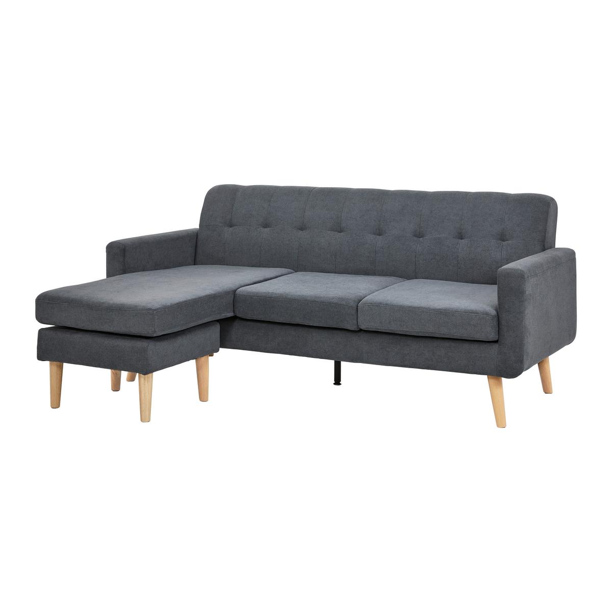 Sedací souprava TAMARA tmavěšedá - tmavě šedá/přírodní barvy, Moderní, dřevo/textil (198/83/143cm) - Bessagi Home