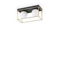 Deckenleuchte Lingotto L: 45,5 cm 2-Flamming rechteckig - Messingfarben, Design, Glas/Metall (45,5/21,5/18,5cm) - Ideal Lux