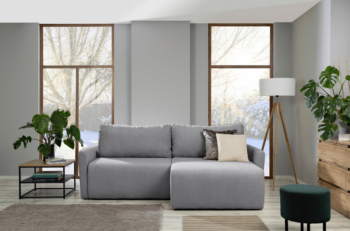 Ecksofa mit Schlaffunktion Sonos Silberfarben 228x146 cm - Ecru/Silberfarben, MODERN, Textil (228/146cm)