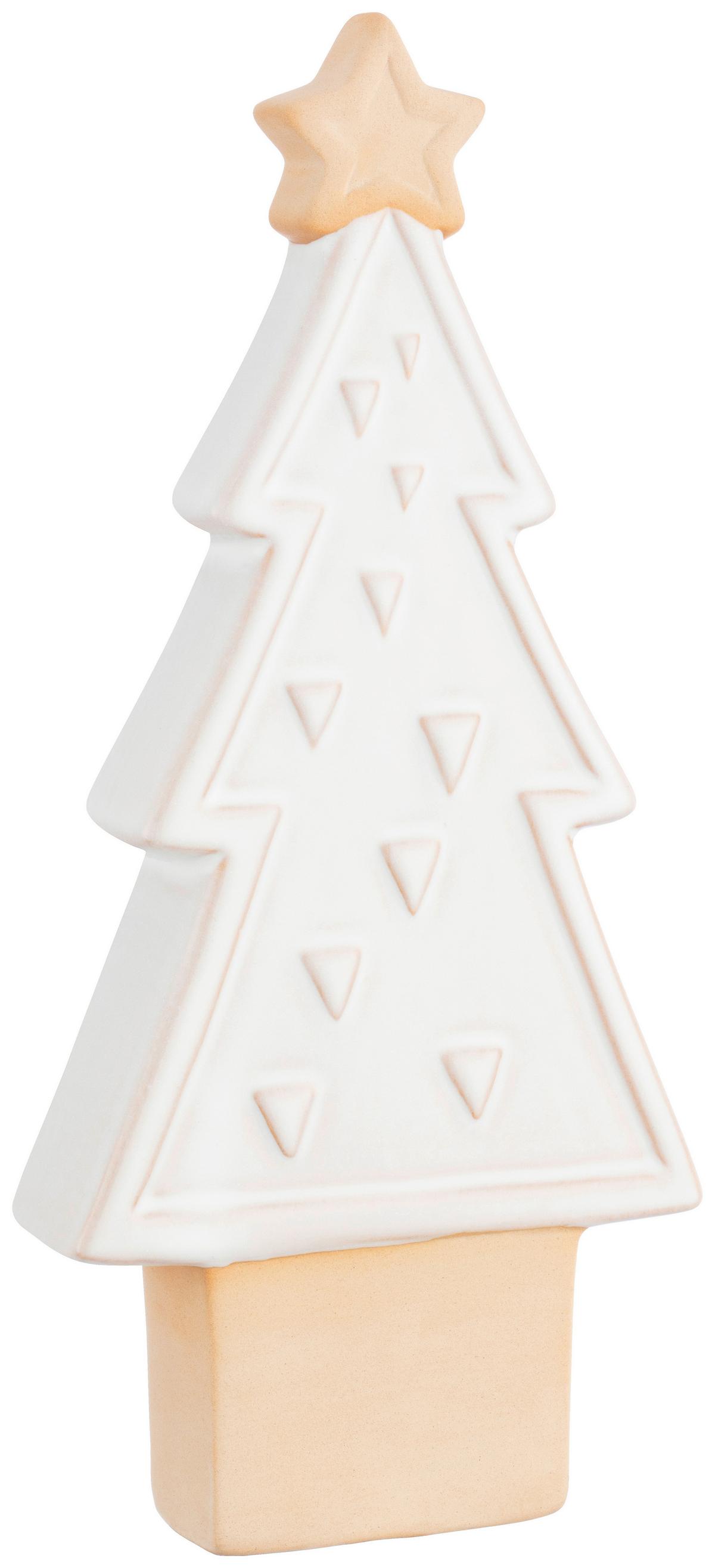 Dekoweihnachtsbaum Nadine - Braun/Weiß, KONVENTIONELL, Keramik (11,8/4,5/26,5cm) - Luca Bessoni