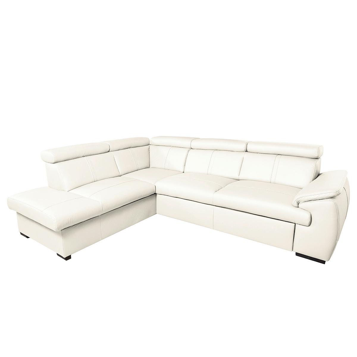 Ecksofa City Weiß B: 211x265 cm - Wengefarben/Weiß, Design, Leder (211/265cm) - Livetastic