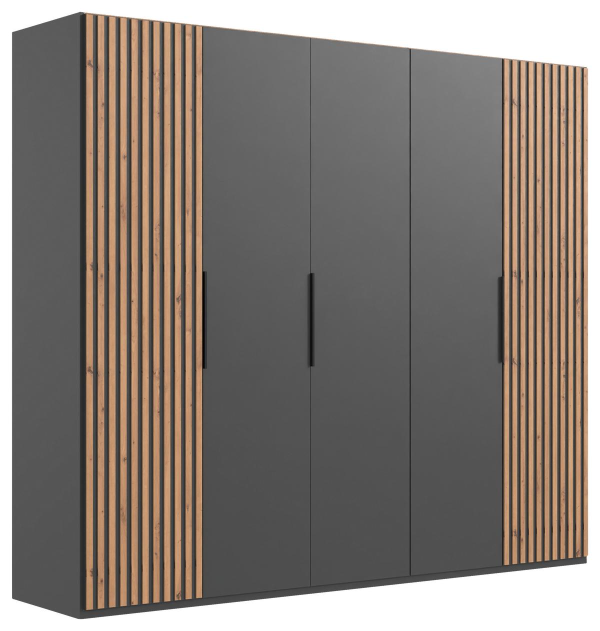 Drehtürenschrank Andorra Eiche/graphitfarben B: 250 Cm - Eichefarben/Graphitfarben, MODERN, Holzwerkstoff (250/216/58cm) - MID.YOU