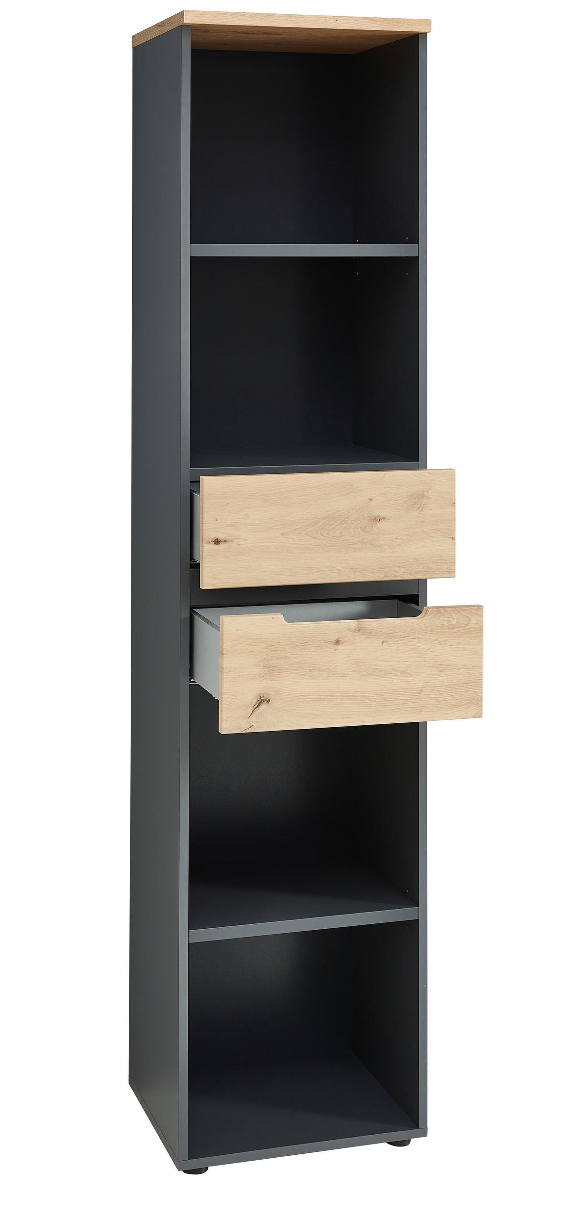 KOMBINÁCIA REGÁLOV MEMPHIS - grafitová/dub artisan, Modern, kompozitné drevo (45/197/38cm) - Premium Living