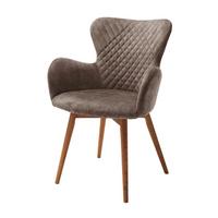 Armlehnstuhl Sarander Cappuccino Echtholz-Beine - Wildeiche/Cappuccino, Basics, Holz/Textil (62/87/65cm) - MID.YOU