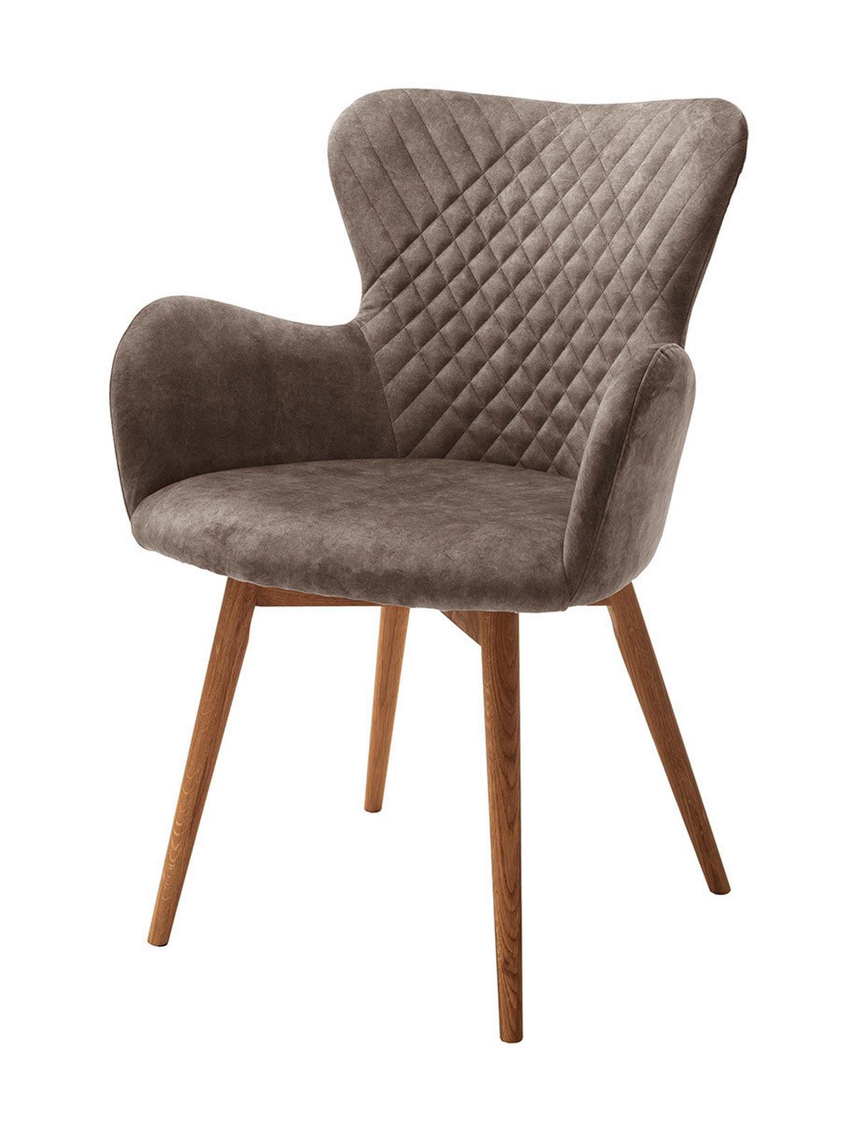 Armlehnstuhl Sarander Cappuccino Echtholz-Beine - Wildeiche/Cappuccino, Basics, Holz/Textil (62/87/65cm) - MID.YOU