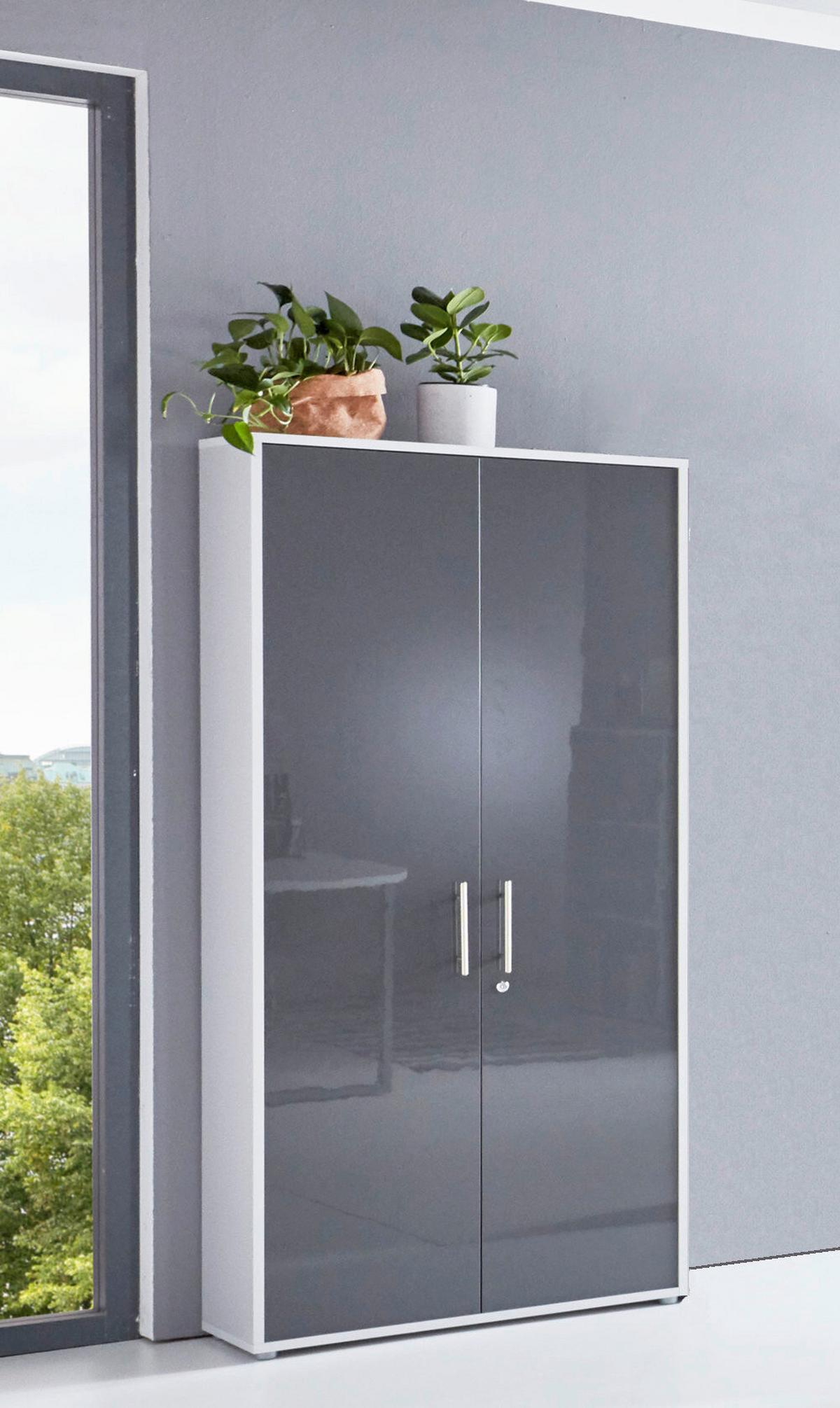 Aktenschrank Office Edition Grau/anthrazit Hg B: 257cm - Anthrazit Hochglanz/Grau, MODERN, Holzwerkstoff (257/185,6/33cm) - MID.YOU