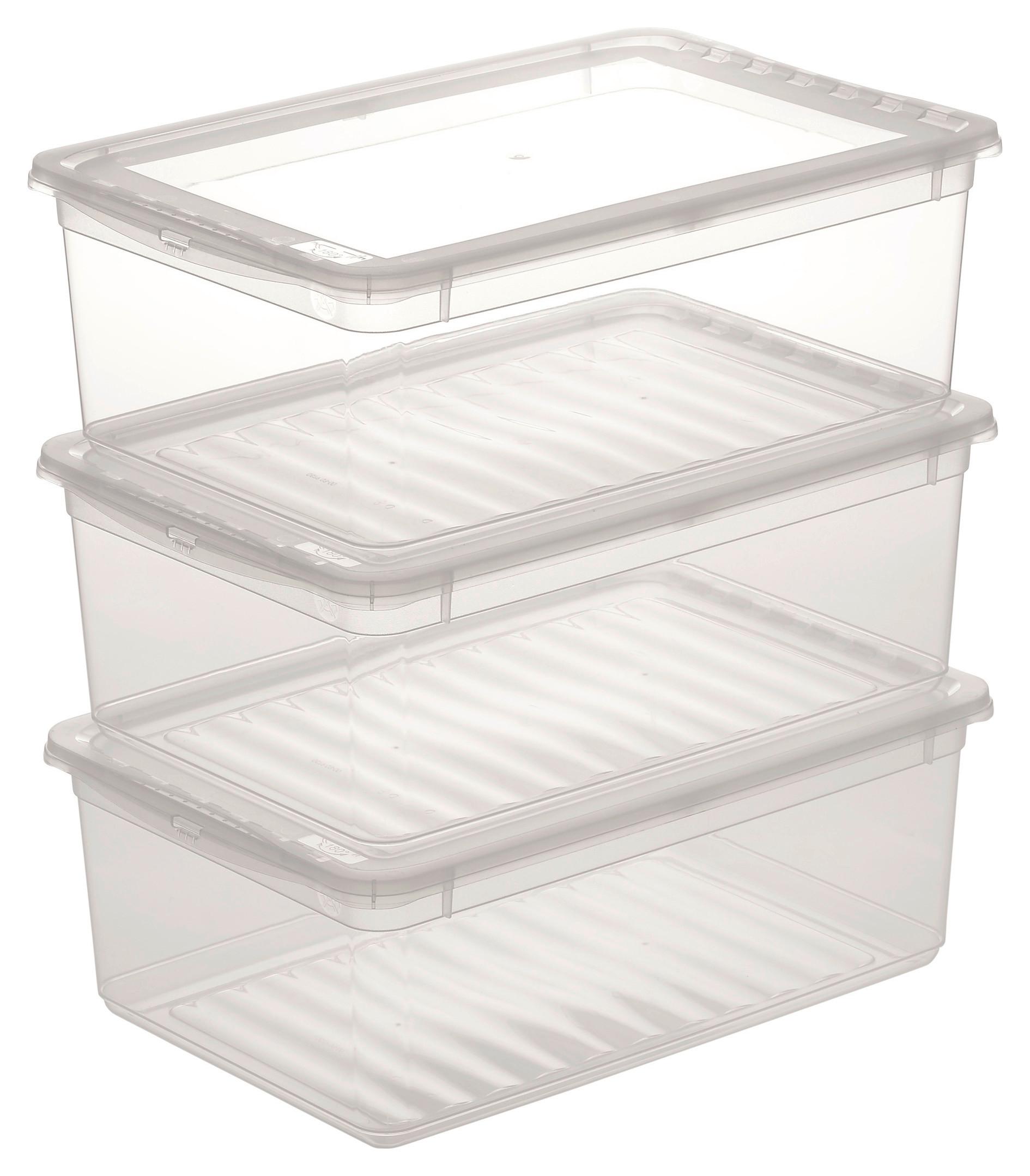 SADA ÚLOŽNÝCH BOXOV BEATE - CA. 11L - priehľadné, plast (39/26,5/14cm) - Modern Living