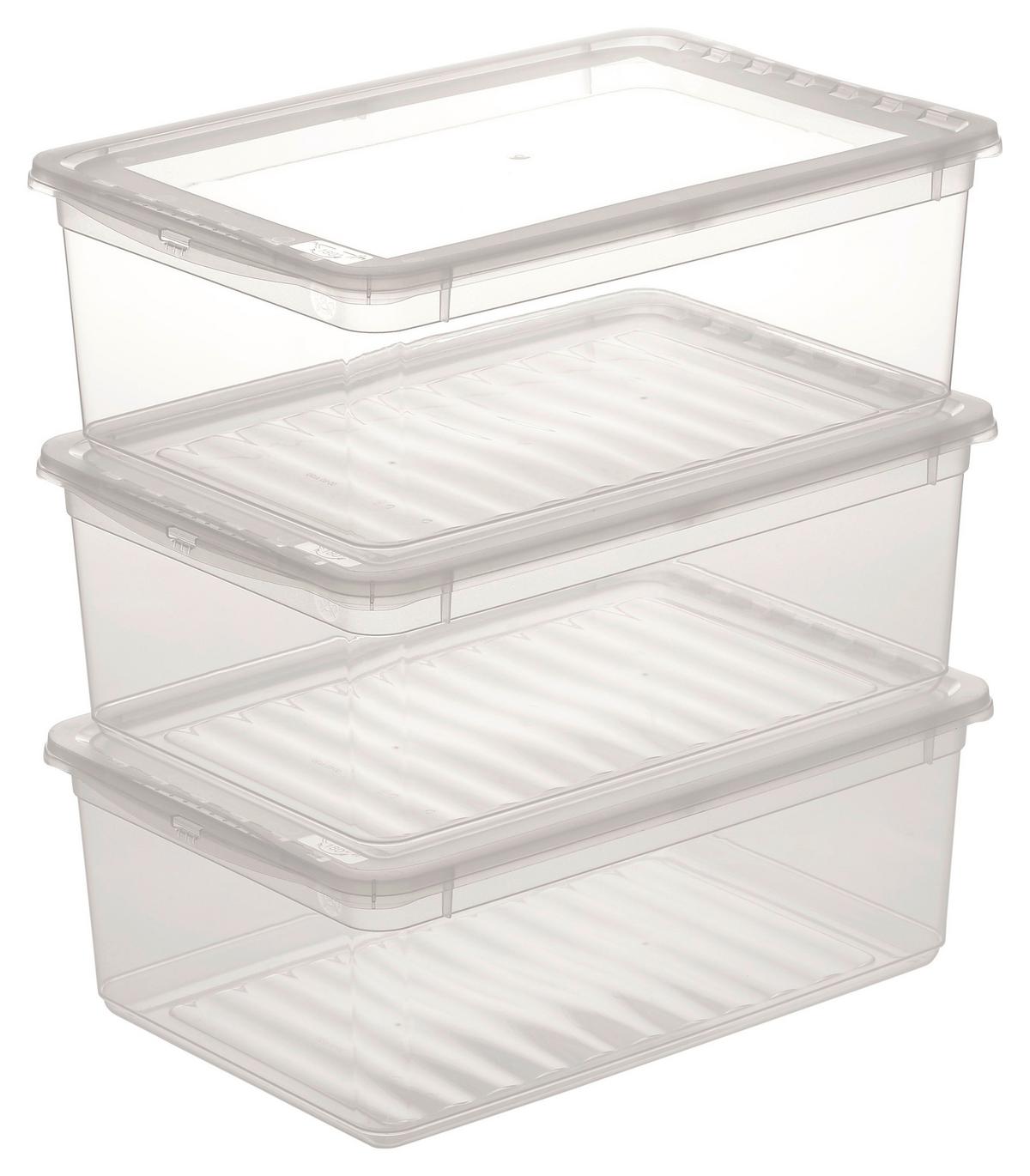 SADA ÚLOŽNÝCH BOXOV BEATE - CA. 11L - priehľadné, plast (39/26,5/14cm) - Modern Living