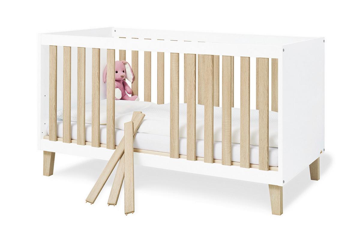 Babyzimmer 3-Teilig. weiß/Natur - Eichefarben/Weiß, Basics, Holzwerkstoff - Pinolino