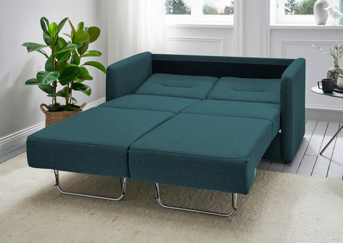 Schlafsofa Regi Blau Mikrofaser B: 147 cm - Blau/Schwarz, KONVENTIONELL, Textil (147/89/87cm) - Livetastic