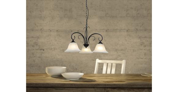 Hängeleuchte Olga H: 115 Cm 3-Flammig Mit Glasschirmen - Rostfarben/Weiß, ROMANTIK / LANDHAUS, Glas/Metall (55/115cm) - James Wood