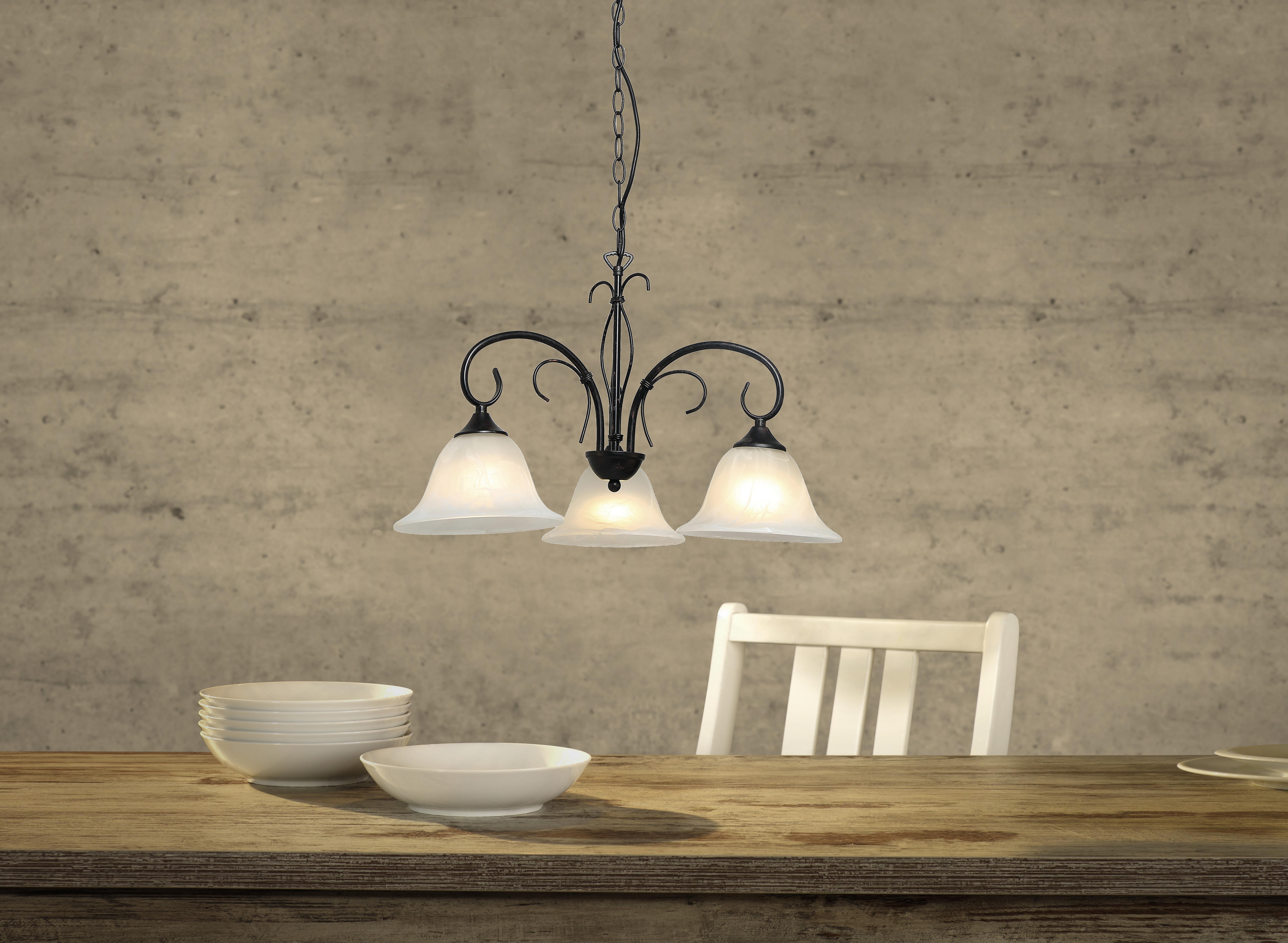 Hängeleuchte Olga H: 115 Cm 3-Flammig Mit Glasschirmen - Rostfarben/Weiß, ROMANTIK / LANDHAUS, Glas/Metall (55/115cm) - James Wood
