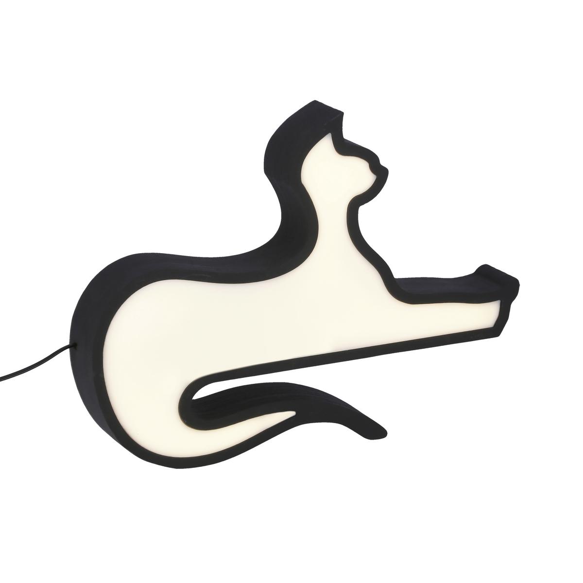 Kindertischleuchte 41-11817 Cat - Schwarz, Basics, Holzwerkstoff/Kunststoff (28.5/3.5/20.5cm)