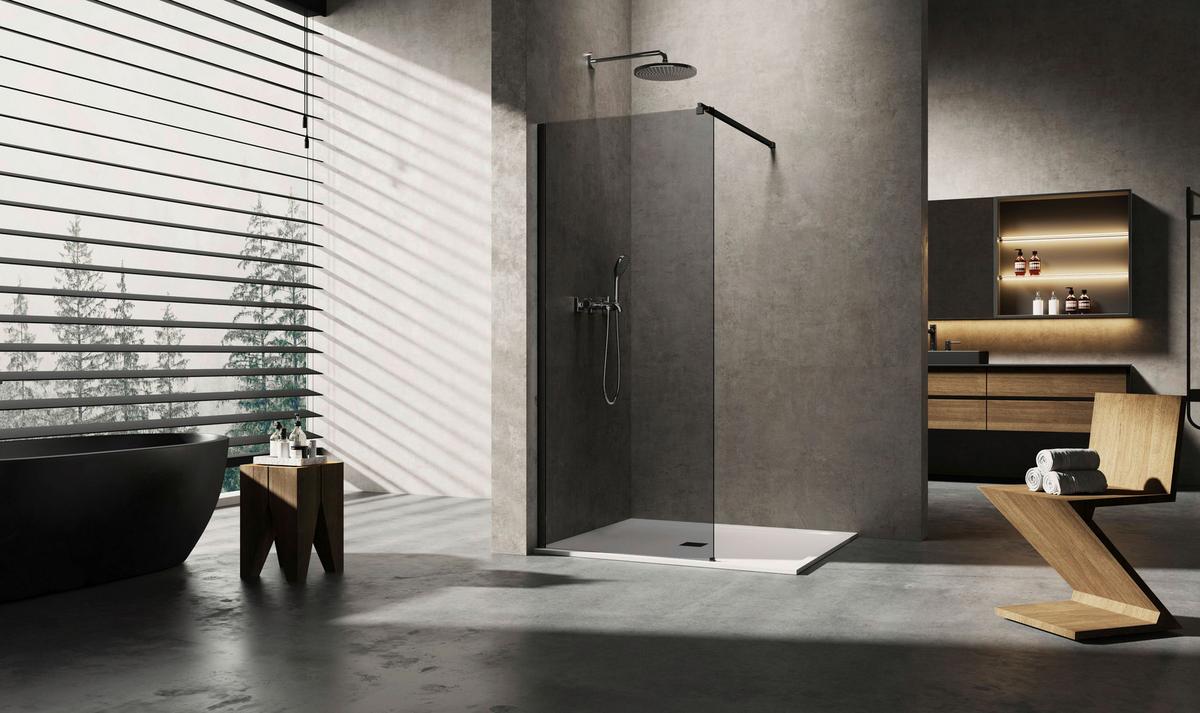 Zuhanyfal Walk-in 88/200cm Pt40w - szürke, Konventionell, üveg (88/200cm)