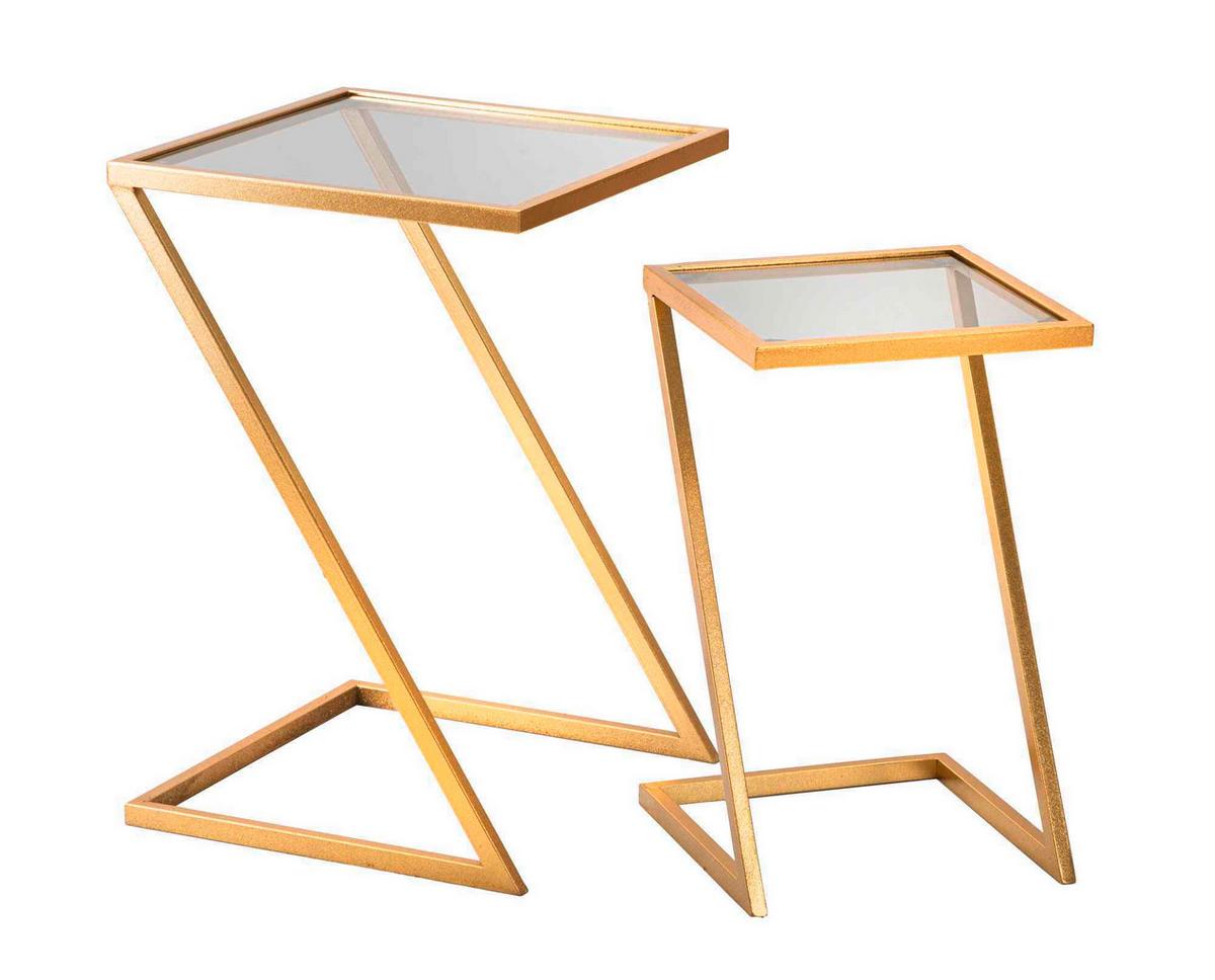 Couchtisch Set2pcs Goldfarben B: 40 Cm - Goldfarben, Basics, Glas/Metall (40/60/40cm)