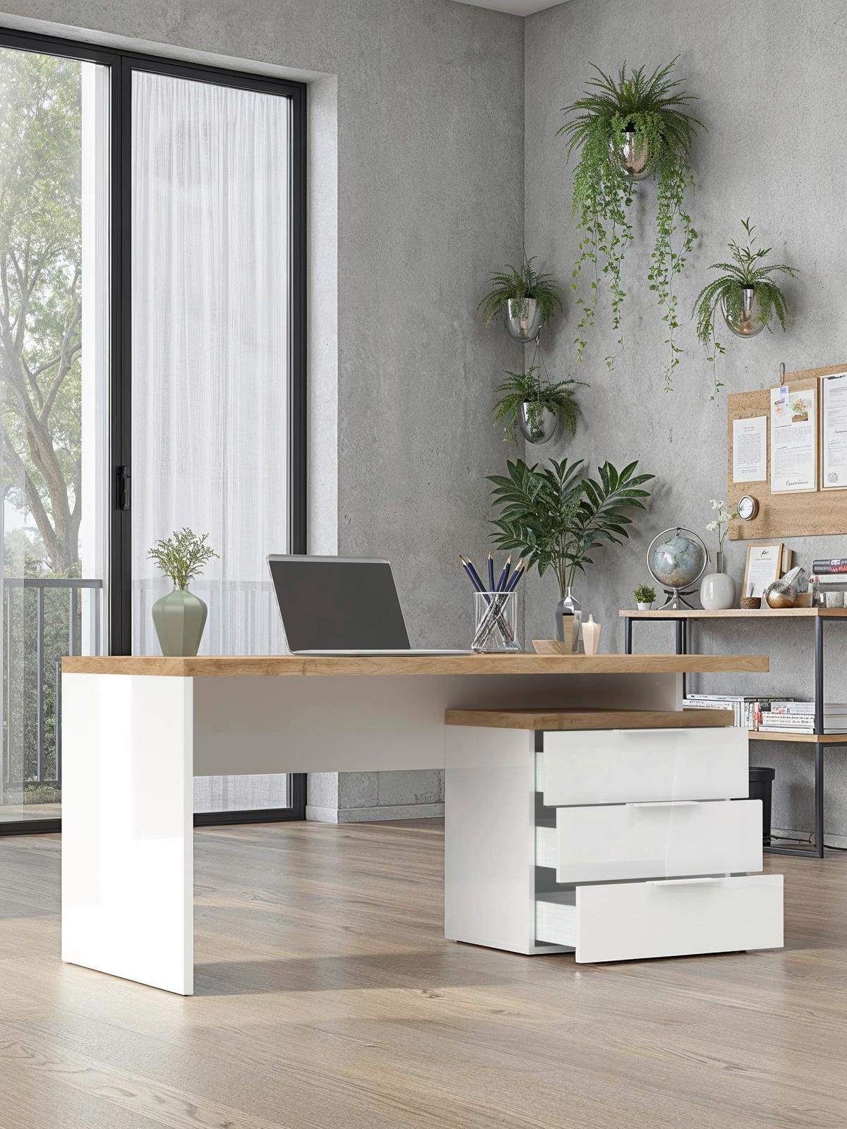 PSACÍ STŮL EASY OFFICE - bílá/barvy dubu, Moderní, kov/kompozitní dřevo (160/75/68cm) - Based