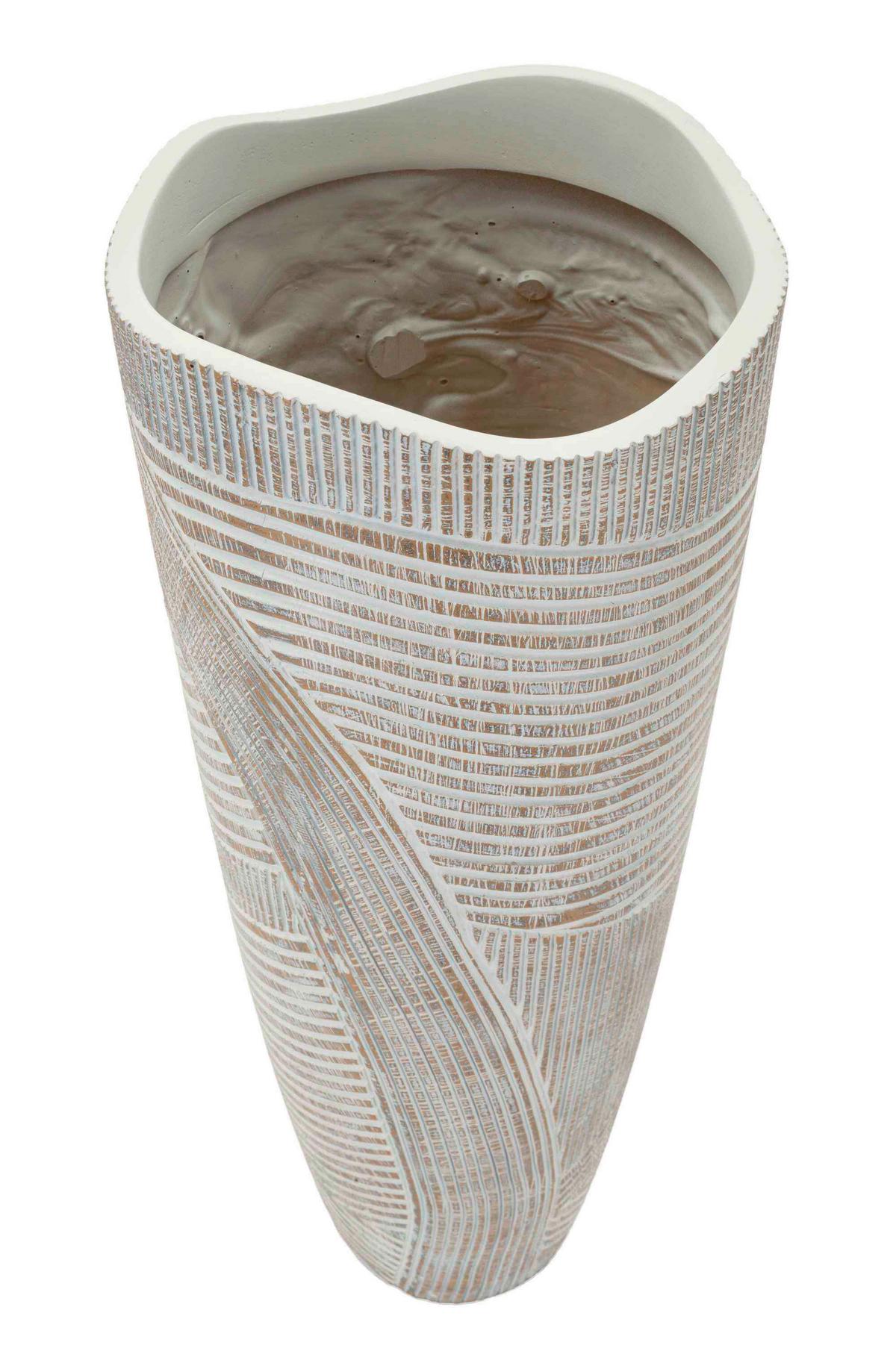 Vase Pot Resin Wood Weiß B: 19 Cm - Weiß, Basics, Kunststoff (19/55/19cm)