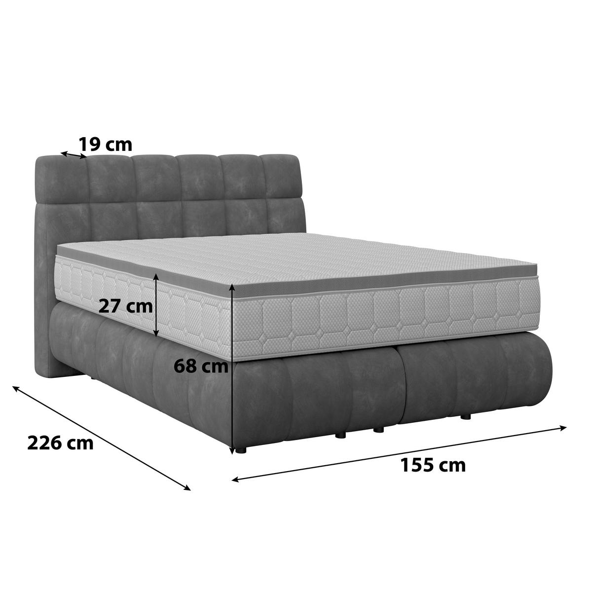 Boxspringbett Nobu Dunkelgrün, LF: 140x200 cm - Dunkelgrün/Schwarz, Trend, Holz/Textil (140/200cm)