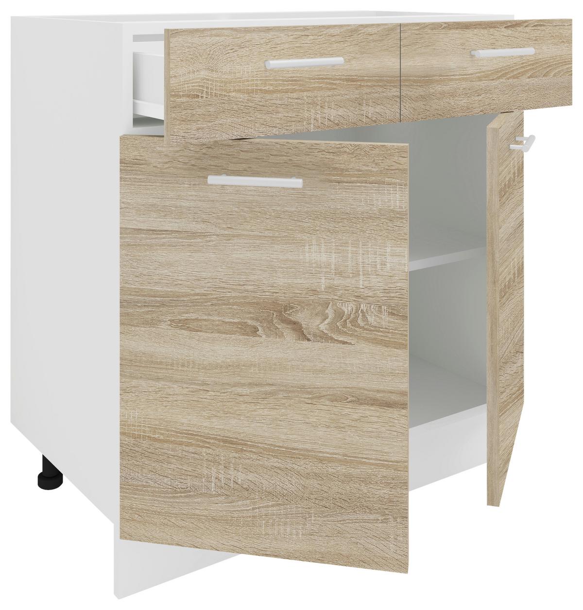 Küchenunterschrank Esilo B: 80 Cm Weiß/eiche Dekor - Weiß/Sonoma Eiche, KONVENTIONELL, Holzwerkstoff (80/82/46cm) - MID.YOU