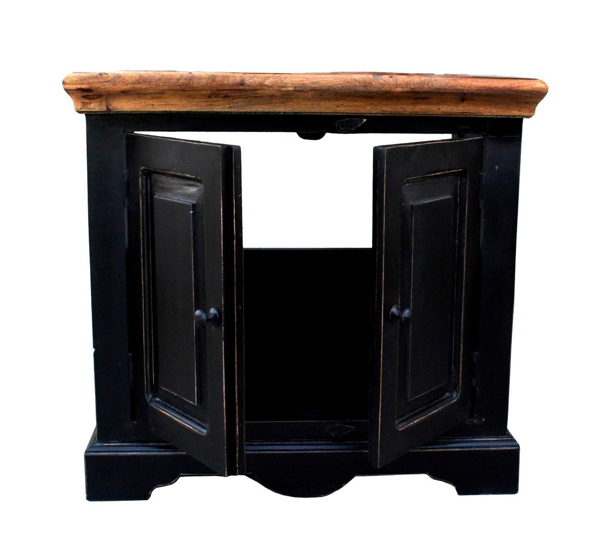 BADEZIMMER Schwarz 5-teilig - Schwarz/Honig, Basics, Holz/Holzwerkstoff - Livetastic