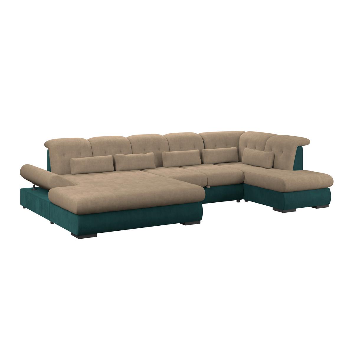 Wohnlandschaft Madera Dunkelbraun S: 358x212 cm - Türkis/Dunkelbraun, KONVENTIONELL, Kunststoff/Textil (190/358/212cm)