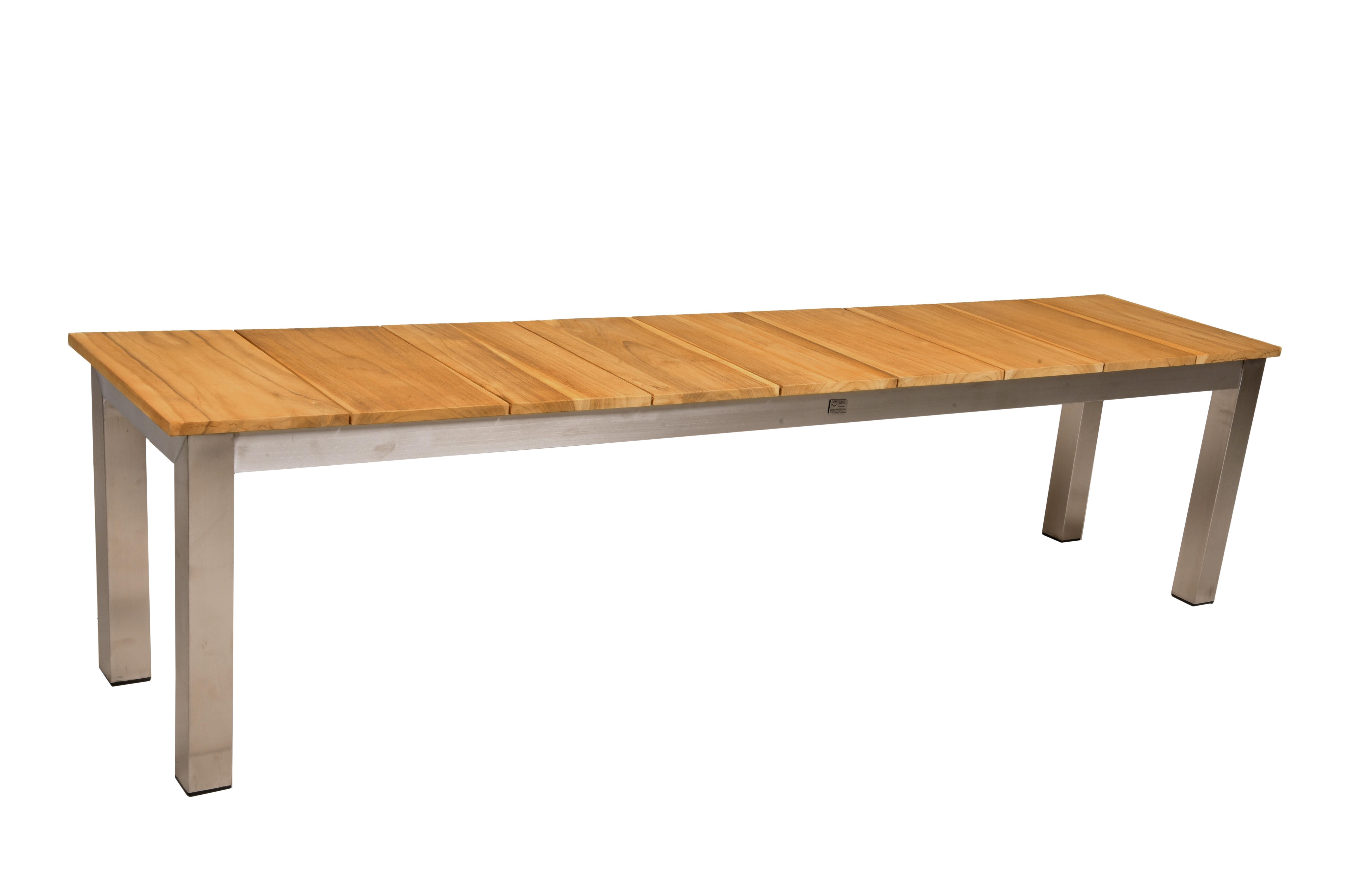 Sitzbank Teakholz Dallas L: 180 cm - Silberfarben/Teakfarben, Basics, Holz/Metall (180/38/45cm) - Gardenson
