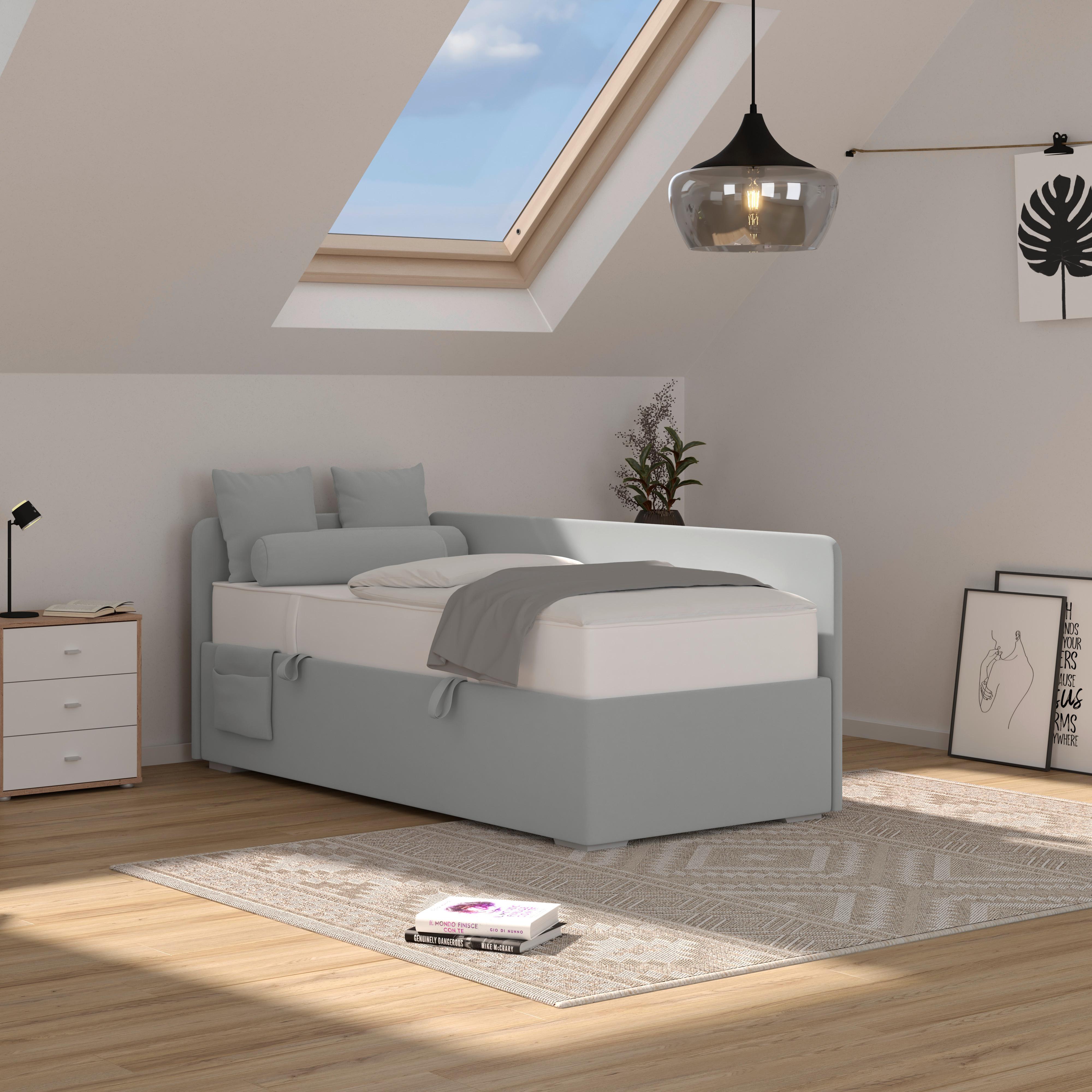 Polsterbett Remi - Chromfarben/Silberfarben, MODERN, Holz/Textil (90/200cm)