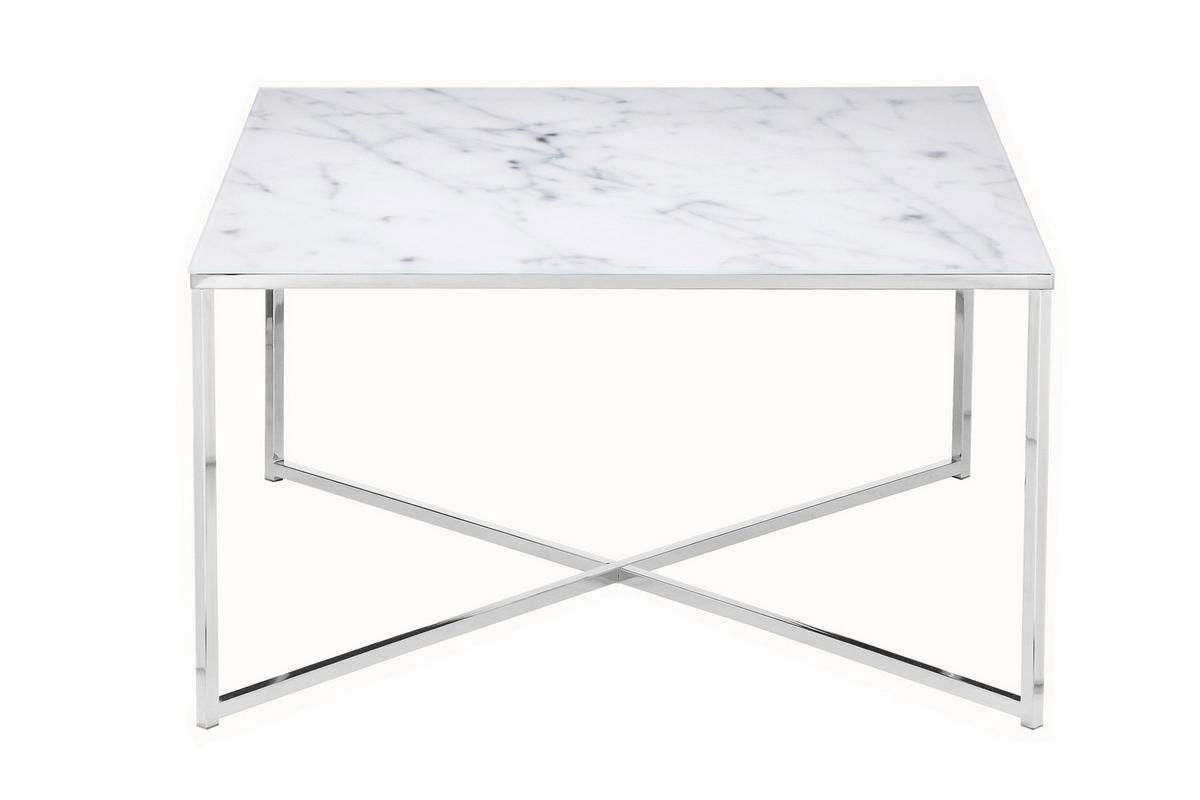 Couchtisch Weiß/chromfarben B: 80 Cm - Chromfarben/Weiß, Design, Glas/Metall (80/80/45cm) - Livetastic