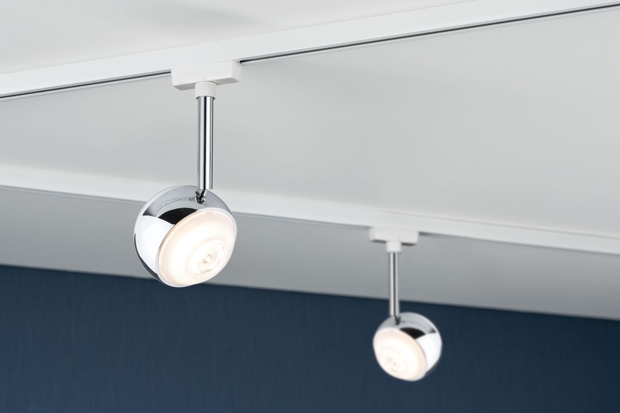 Schienensystem Urail Strahler 95456 verstellbarer Spot - Chromfarben/Weiß, Design, Metall (8/21/8cm) - Paulmann