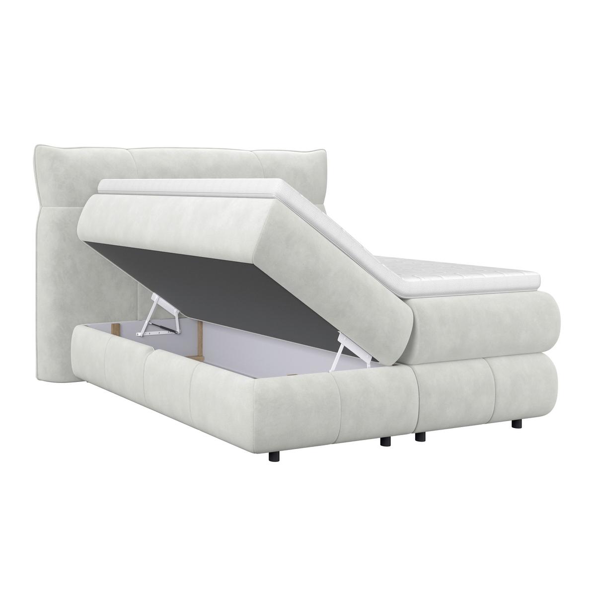 Boxspringbett Carmelo Creme 140x200 cm H3 - Creme/Schwarz, Trend, Textil (140/200cm)