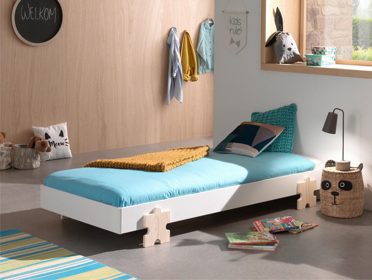Postel pro děti a mládež MODULO bílá - barvy borovice/bílá, Moderní, dřevo/kompozitní dřevo (90/200cm) - MID.YOU