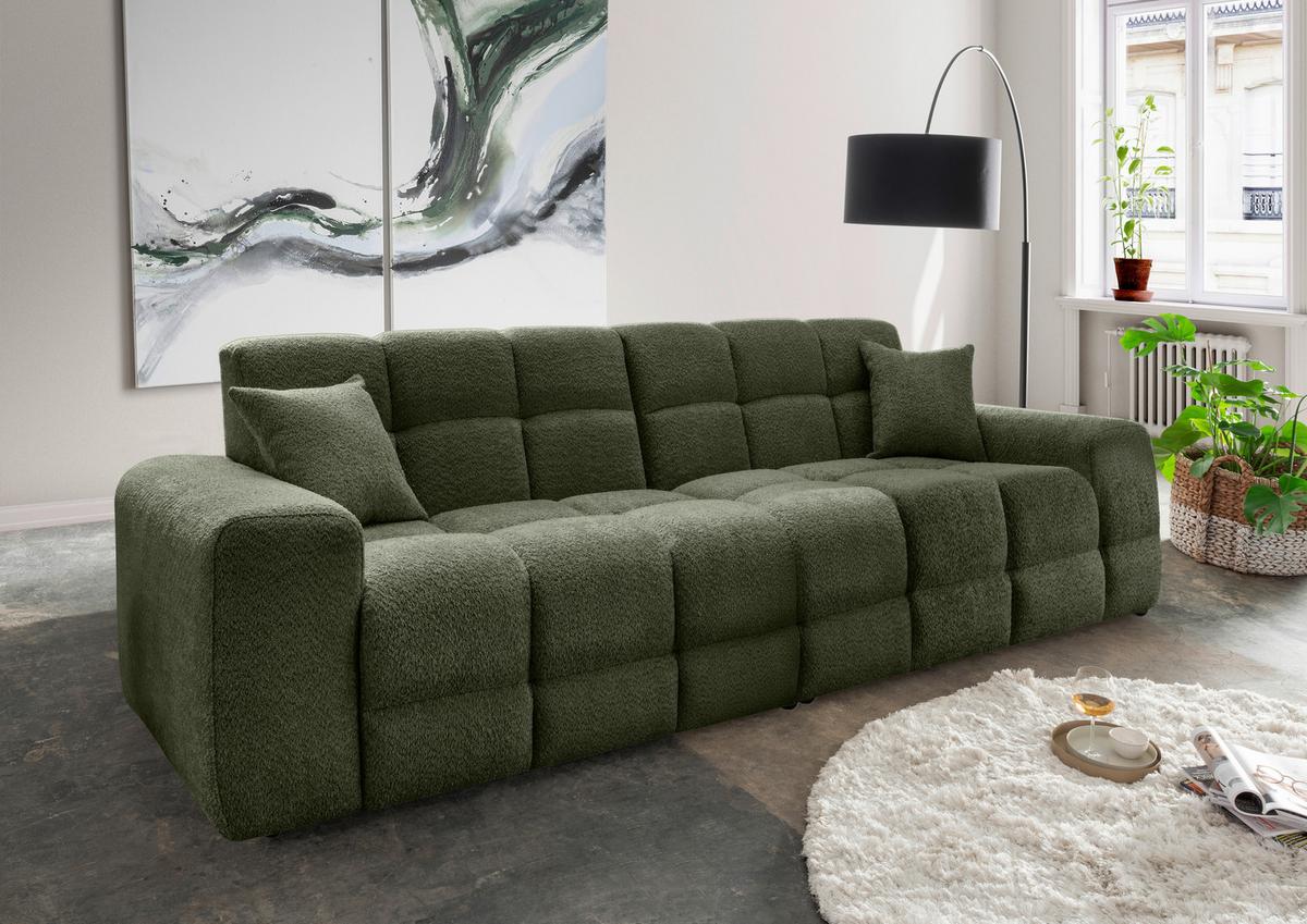 Viersitzer-Sofa Bosco, Dunkelgrün B: 300 cm - Waldgrün/Schwarz, MODERN, Textil (300/87/120cm) - Livetastic