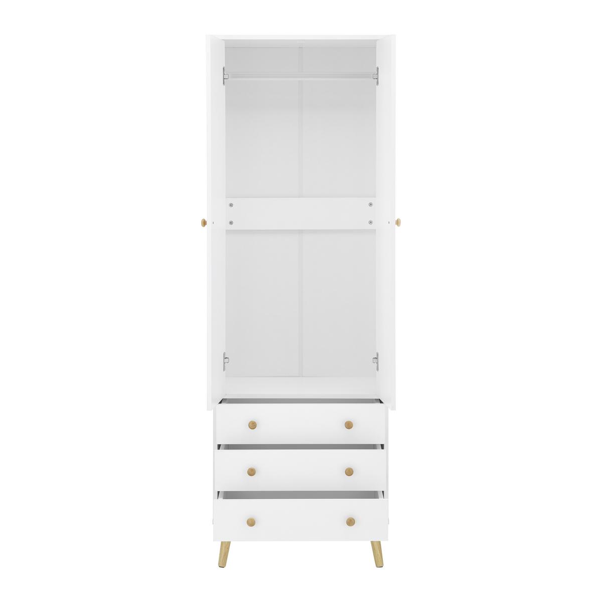 Šatná skriňa LUDO biela - biela/prírodná farba, Modern, kov/drevo (60/180/40cm) - Bessagi Home