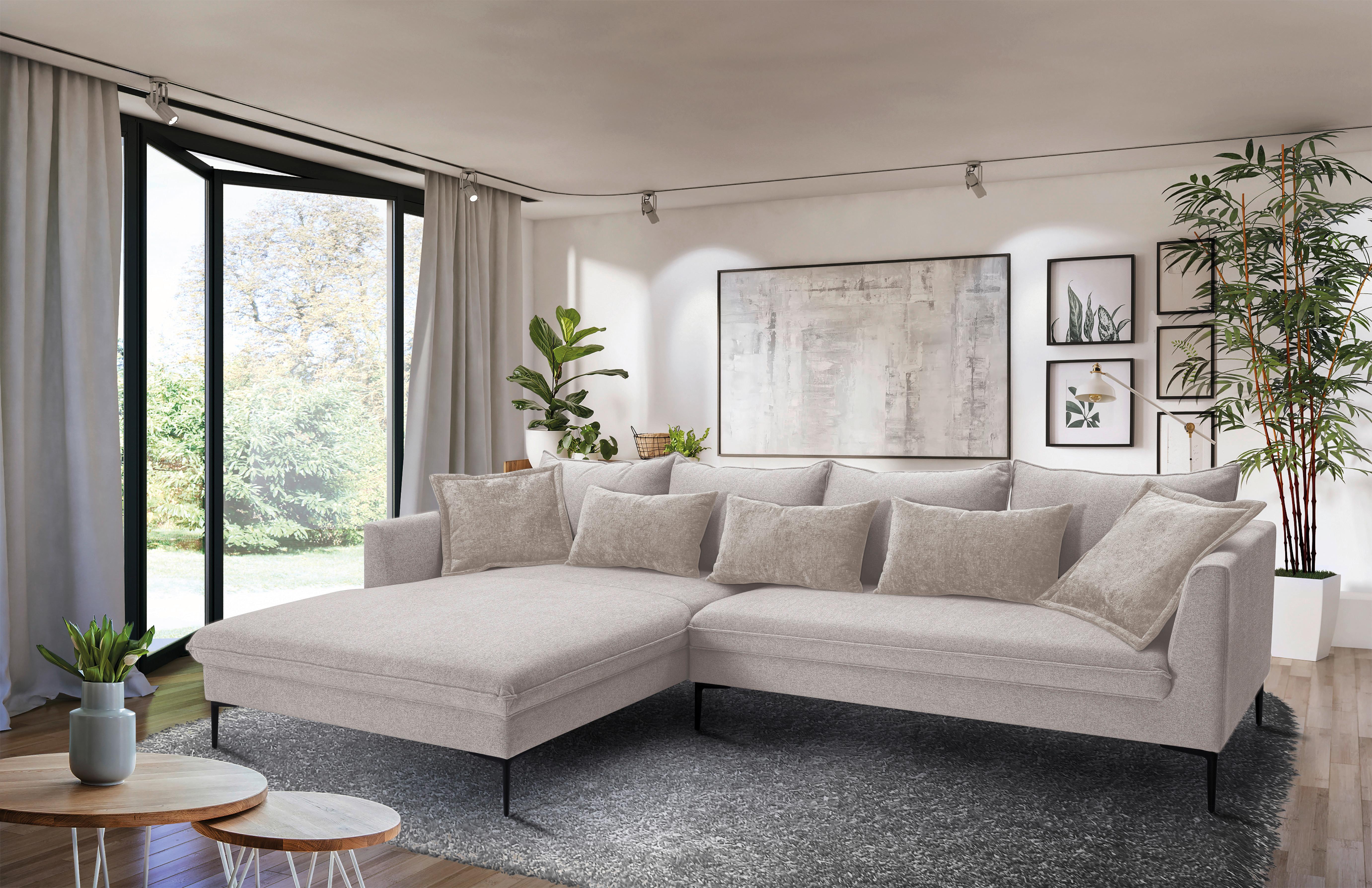 Ecksofa Piazza Beige S: 187x321 cm - Beige/Schwarz, Design, Textil (187/321cm) - Livetastic
