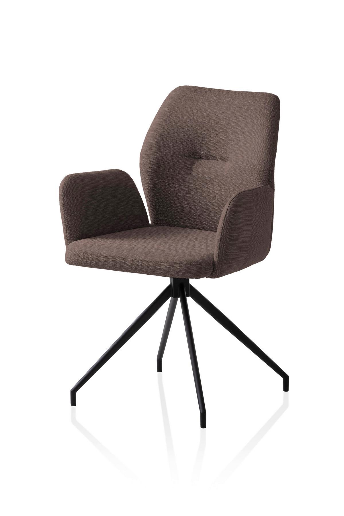 Armlehnstuhl Braun B: 59cm - Schwarz/Braun, MODERN, Textil/Metall (59/88/58cm) - Livetastic