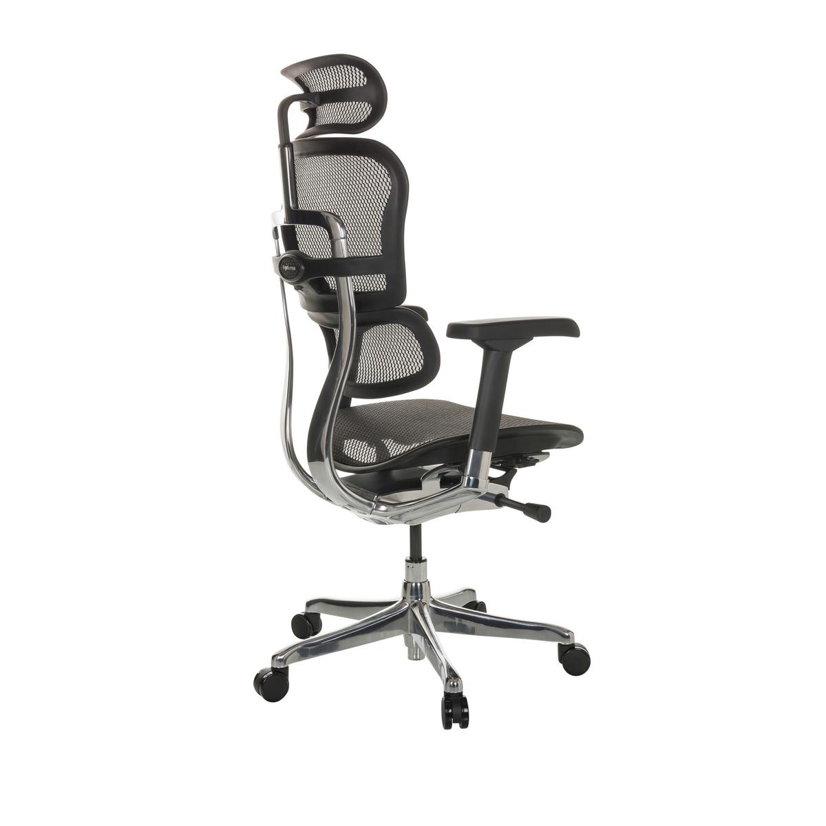 Drehstuhl Ergohuman I - Silberfarben/Schwarz, Basics, Kunststoff/Textil (69/119-144/65cm) - MID.YOU
