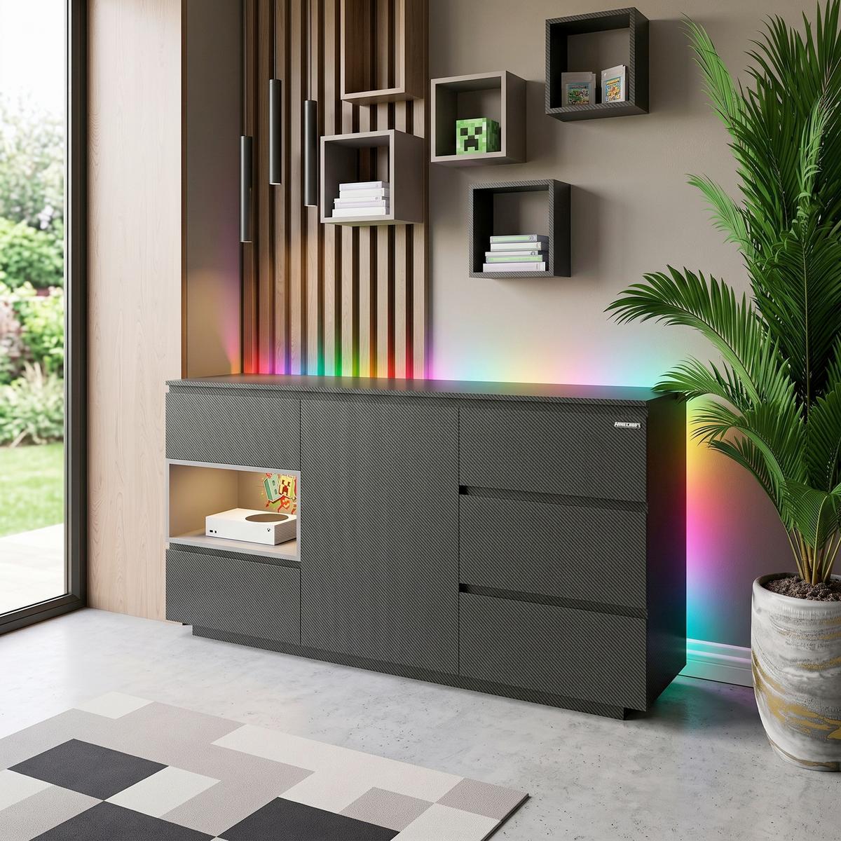 SIDEBOARD MINECRAFT - Schwarz, MODERN, Holzwerkstoff (160/80/40cm) - Minecraft