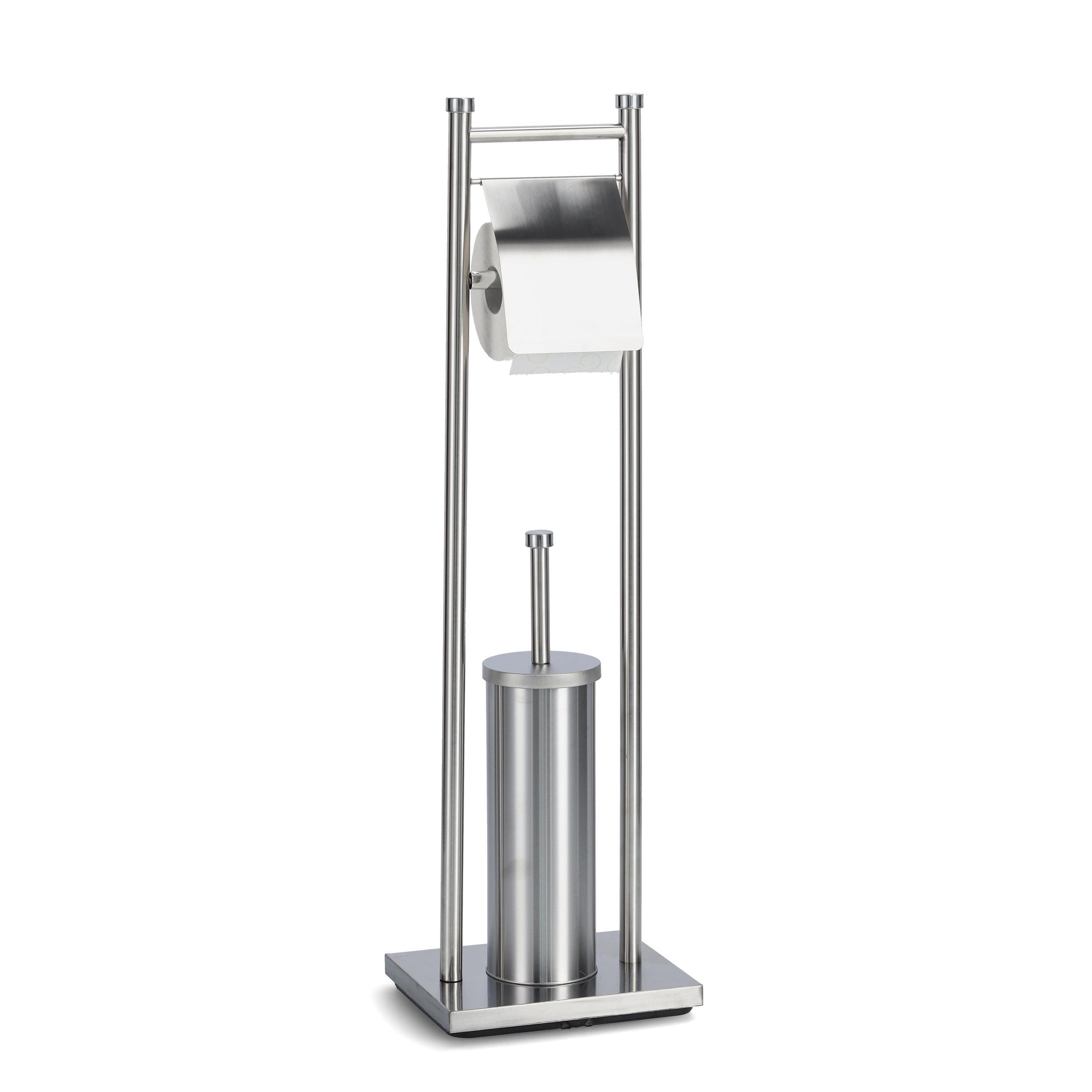 Wc-bürstenkombination Silberfarben B: 22 Cm - Silberfarben, Basics, Kunststoff/Metall (22/18/76cm) - Zeller Present