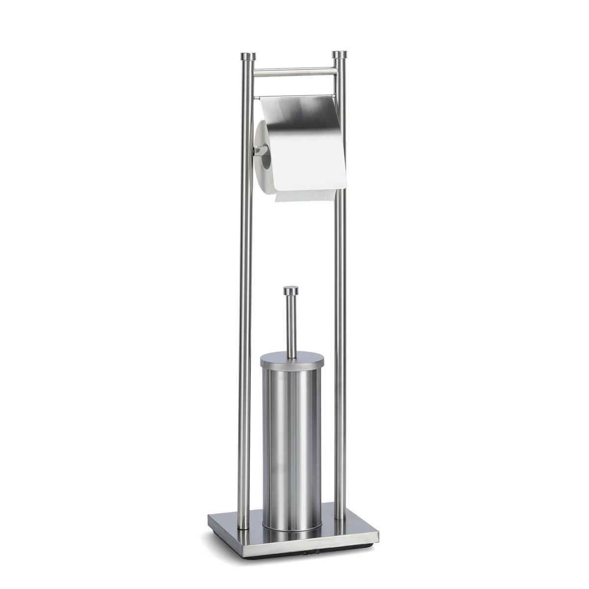 Wc-bürstenkombination Silberfarben B: 22 Cm - Silberfarben, Basics, Kunststoff/Metall (22/18/76cm) - Zeller Present