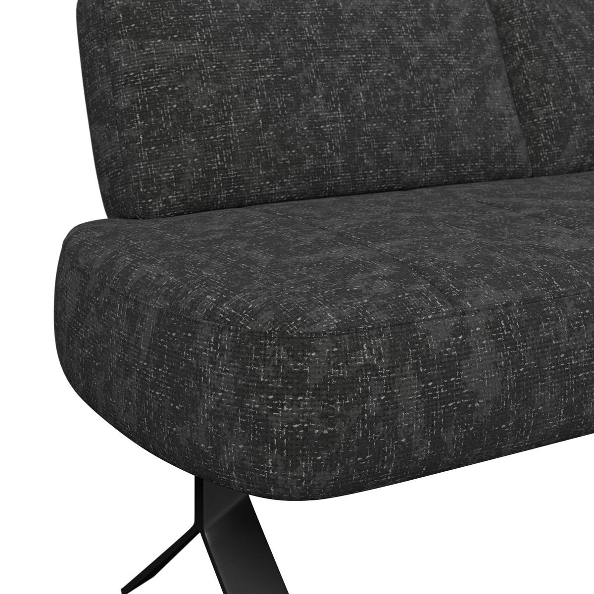 Sitzbank grau/Metallbeine Ulmo B: 162 cm - Dunkelgrau/Schwarz, MODERN, Textil/Metall (162/83/71cm)