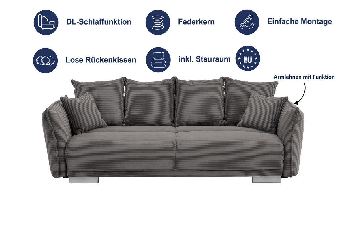 Bigsofa Pera, Goldfarben B: 242 cm - Chromfarben/Goldfarben, MODERN, Textil (242/71/90/131cm) - Livetastic