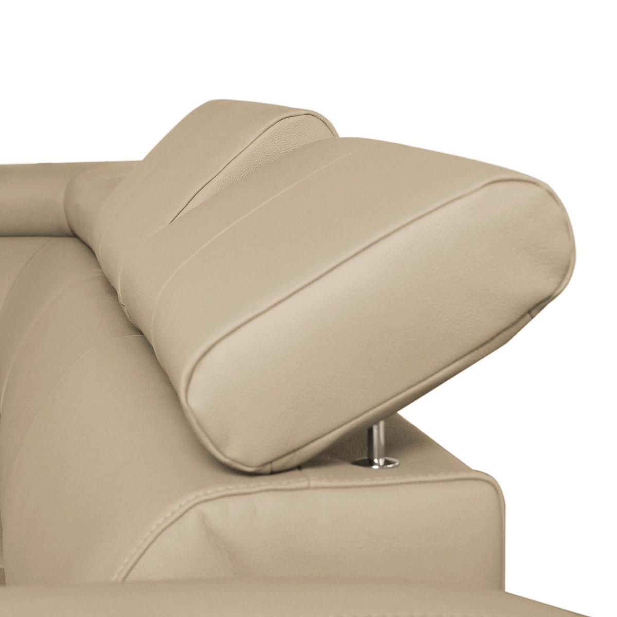Ecksofa Aspen Lederlook Beige 208x245 Cm - Chromfarben/Beige, Design, Leder/Textil (208/245cm) - Livetastic