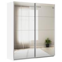 Schwebetürenschrank Mit Spiegel B: 181 cm Feldkirch - Silberfarben/Weiß, MODERN, Glas/Holzwerkstoff (181/210/62cm)