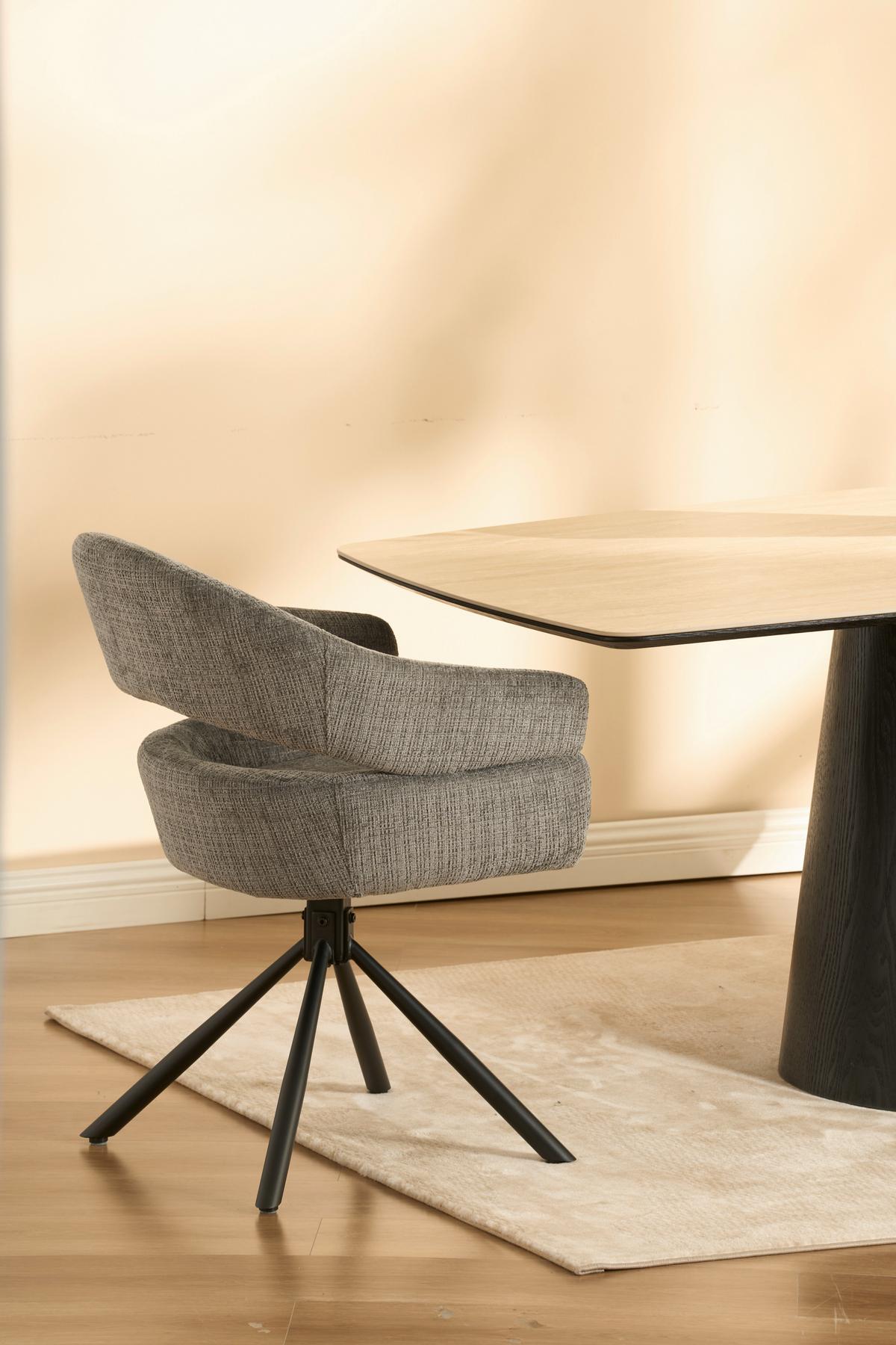 Armlehnstuhl Cleo Grau B: 58 cm - Schwarz/Grau, MODERN, Holz/Textil (58/85/62cm) - Livetastic