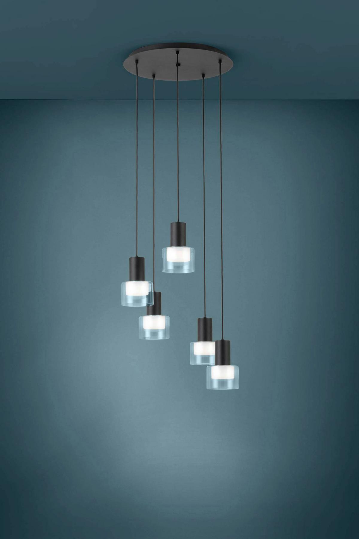 LED-Hängeleuchte 39727* Molineros - Schwarz/Weiß, Design, Glas/Kunststoff (53/150cm) - Eglo